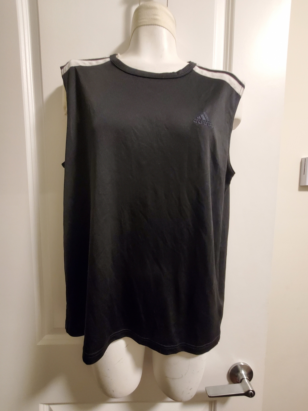 adidas Women’s Black Muscle Tee with White Shoulder Stripes